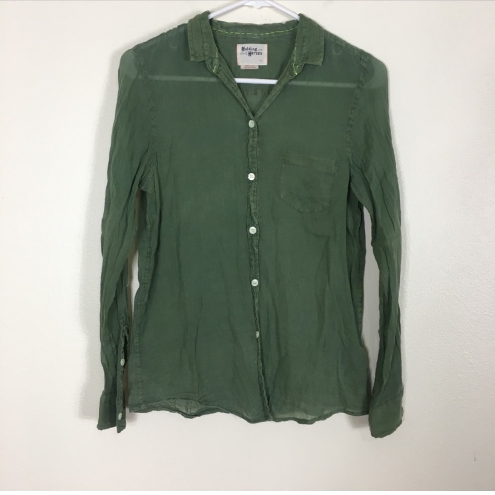Holding Horses | Anthro Green Button Down Shirt
